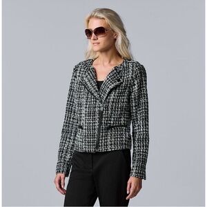Simply Vera Vera Wang Black and White Textured Blazer
